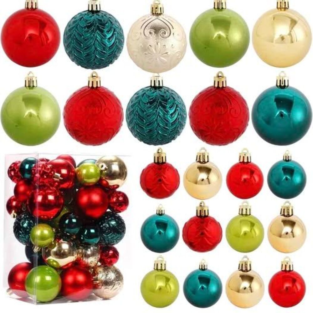 Christmas Tree Ornaments, 40pcs Christmas Ball Ornaments Set Shatterproof